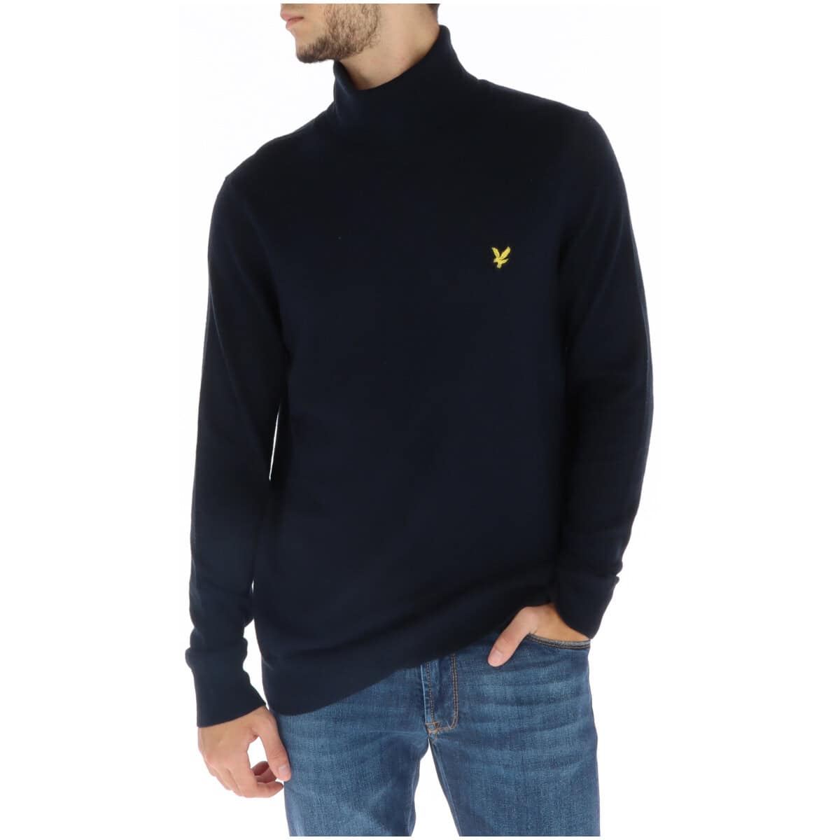 Lyle & Scott Pantaloni di cotone blu in lana merino da uomo
