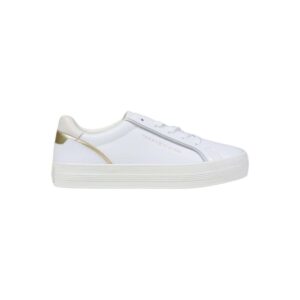 Shop Tommy Hilfiger Women’s Sneakers Leather Metallic Embossed Trainers White FW0FW08757 at Brands Seekers