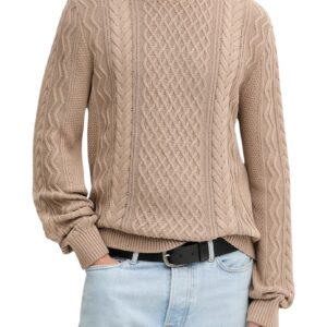 Shop Tommy Hilfiger Jeans Men’s Knitwear Tommy Badge Cable Knit Slim Beige DM0DM22101 at Brands Seekers