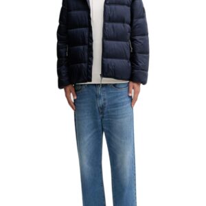 Shop Tommy Hilfiger Jeans Men’s Jacket Tonal Logo Hooded Puffer Jacket Blue DM0DM22044 at Brands Seekers