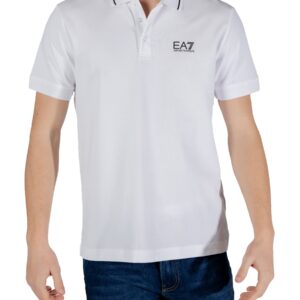 Shop Ea7 Men’s Polo Stretch Cotton White 8NPF16 PJVUZ at Brands Seekers