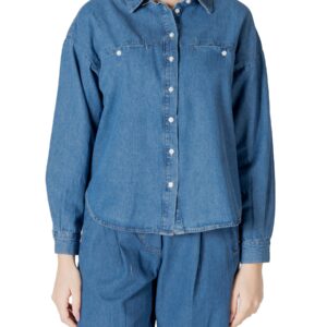 Shop Ichi Women’s Shirt Light Blue 20122389 at Brands Seekers