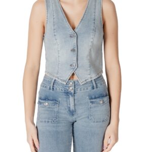 Shop Morgan De Toi Women’s Gilet Sleeveless Denim Top Light Blue 241-CFLA at Brands Seekers