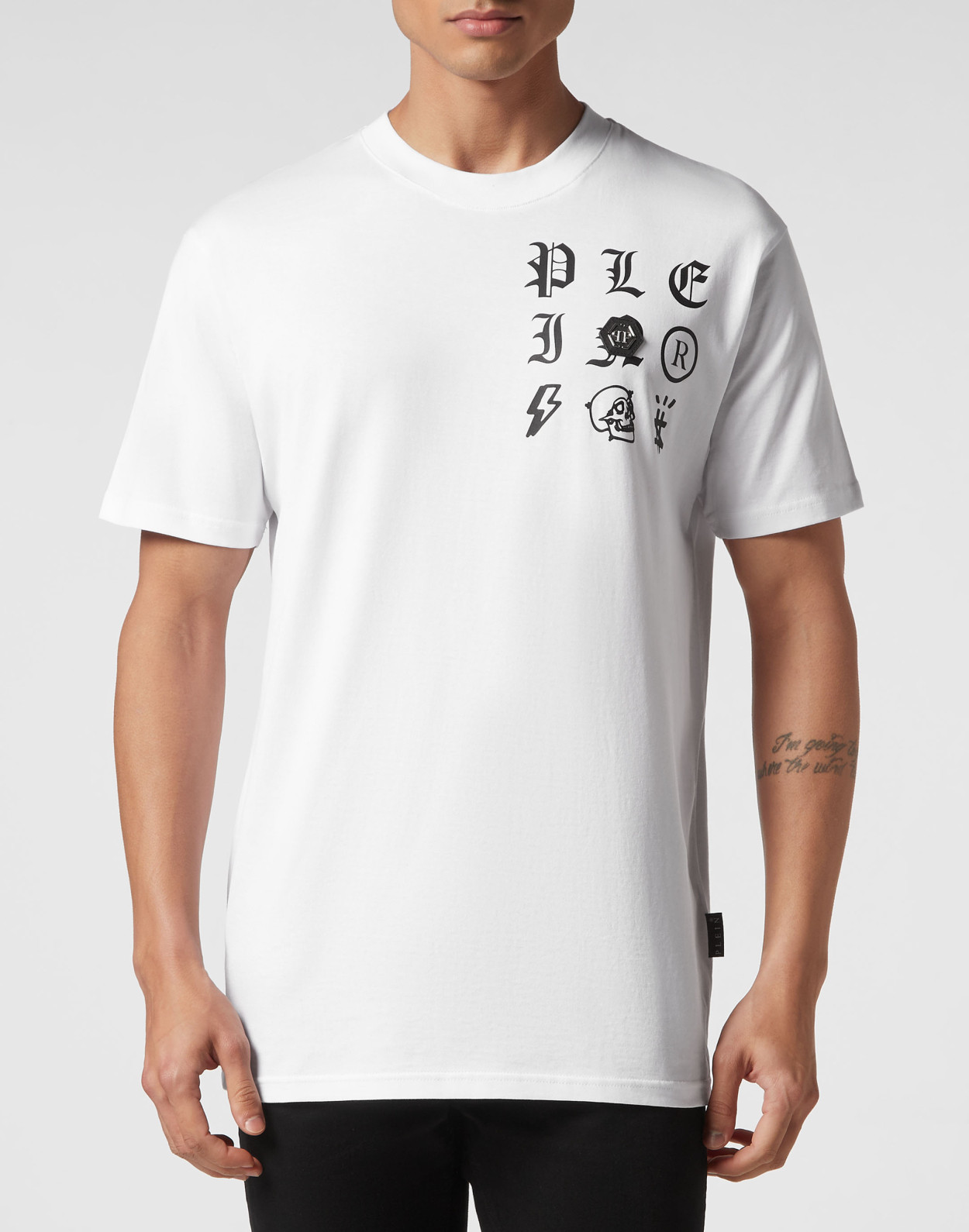 Philipp Plein EBO_2050 ஆண்கள் வெள்ளை டி-ஷர்ட்