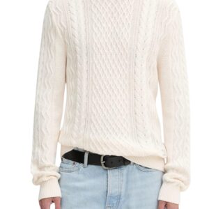 Tommy Hilfiger Jeans Men's Knitwear Tommy Badge Cable Knit Slim White DM0DM22101