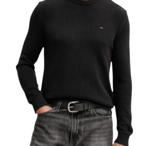 Tommy Hilfiger Jeans Men's Knitwear Crew Neck Slim Jumper Black DM0DM21787