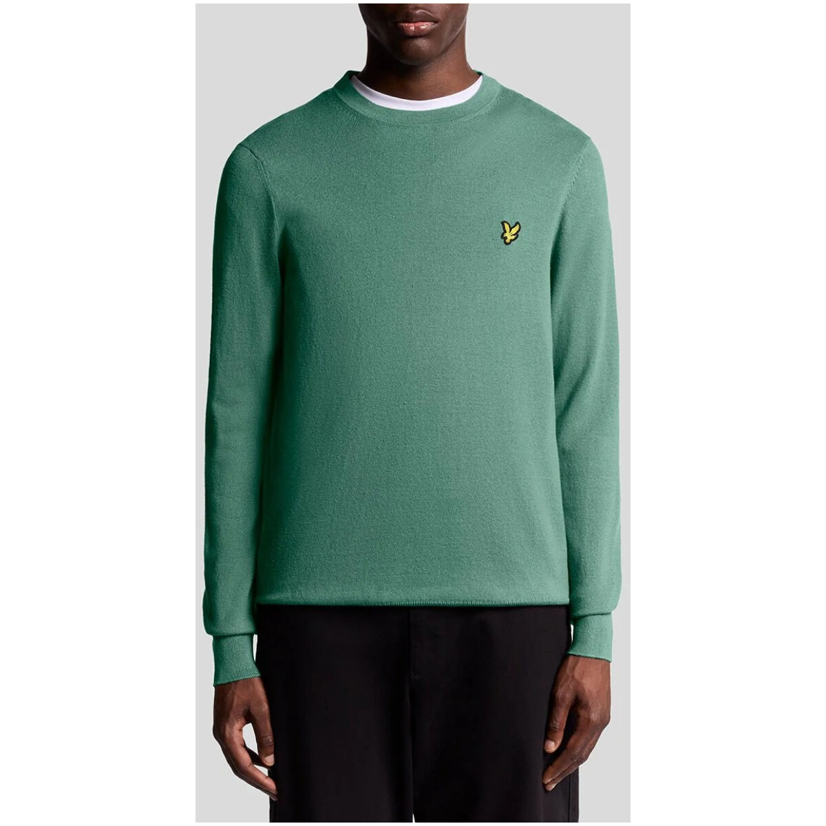 Malha masculina Lyle & Scott em algodão e lã merino verde