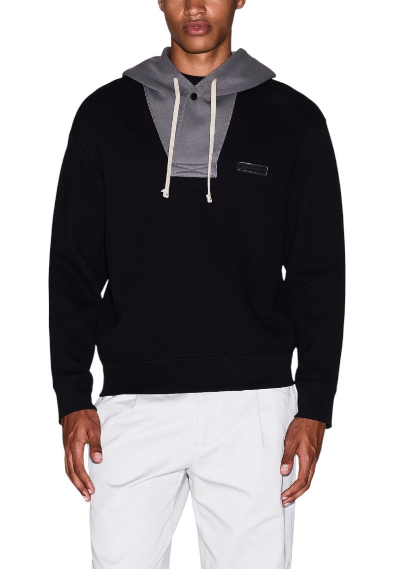 Sudadera negra de mezcla de algodón para hombre