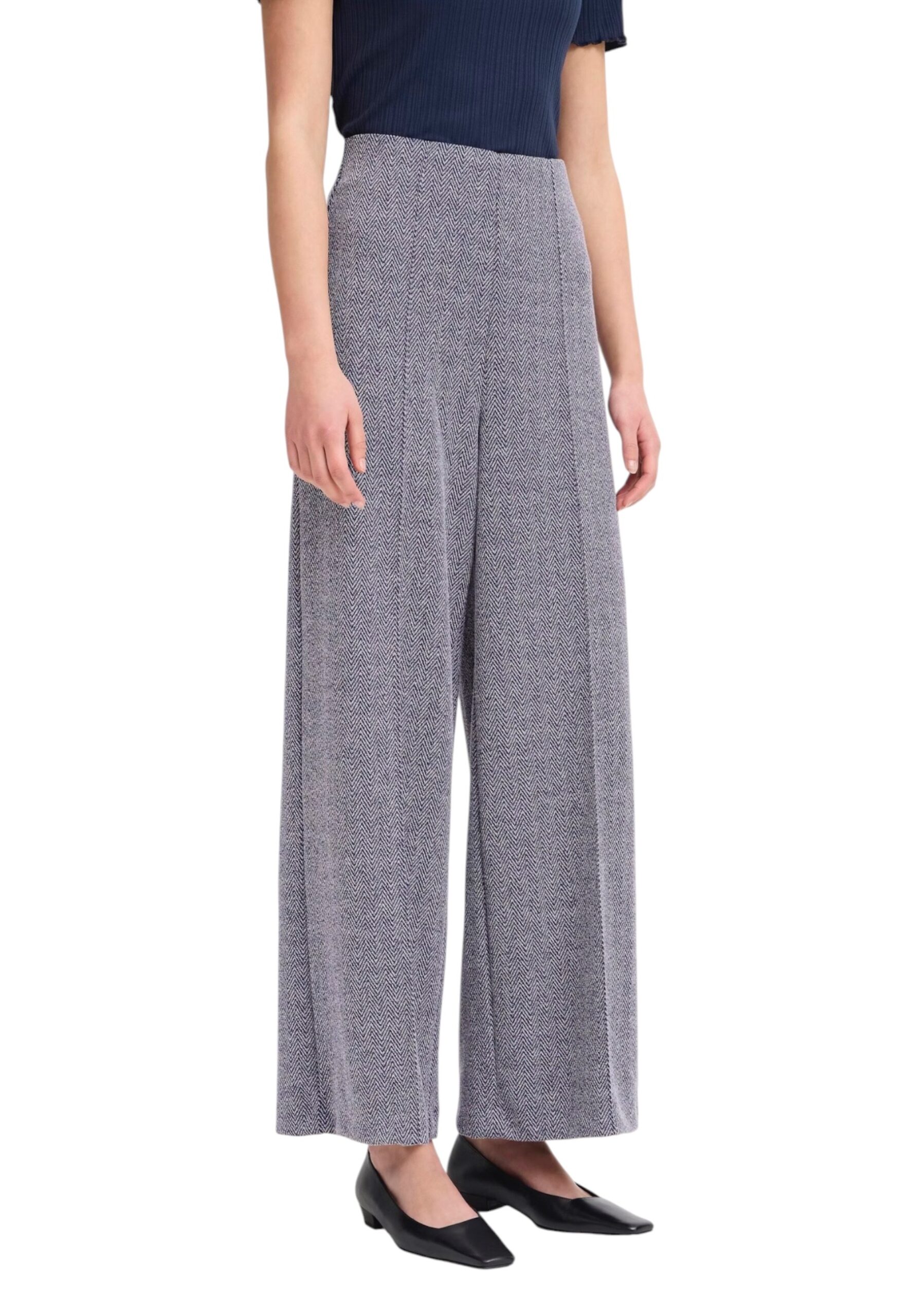 Shop Ichi Women’s Blue IHKATE JACQUARD Trousers 20121602 at Brands Seekers