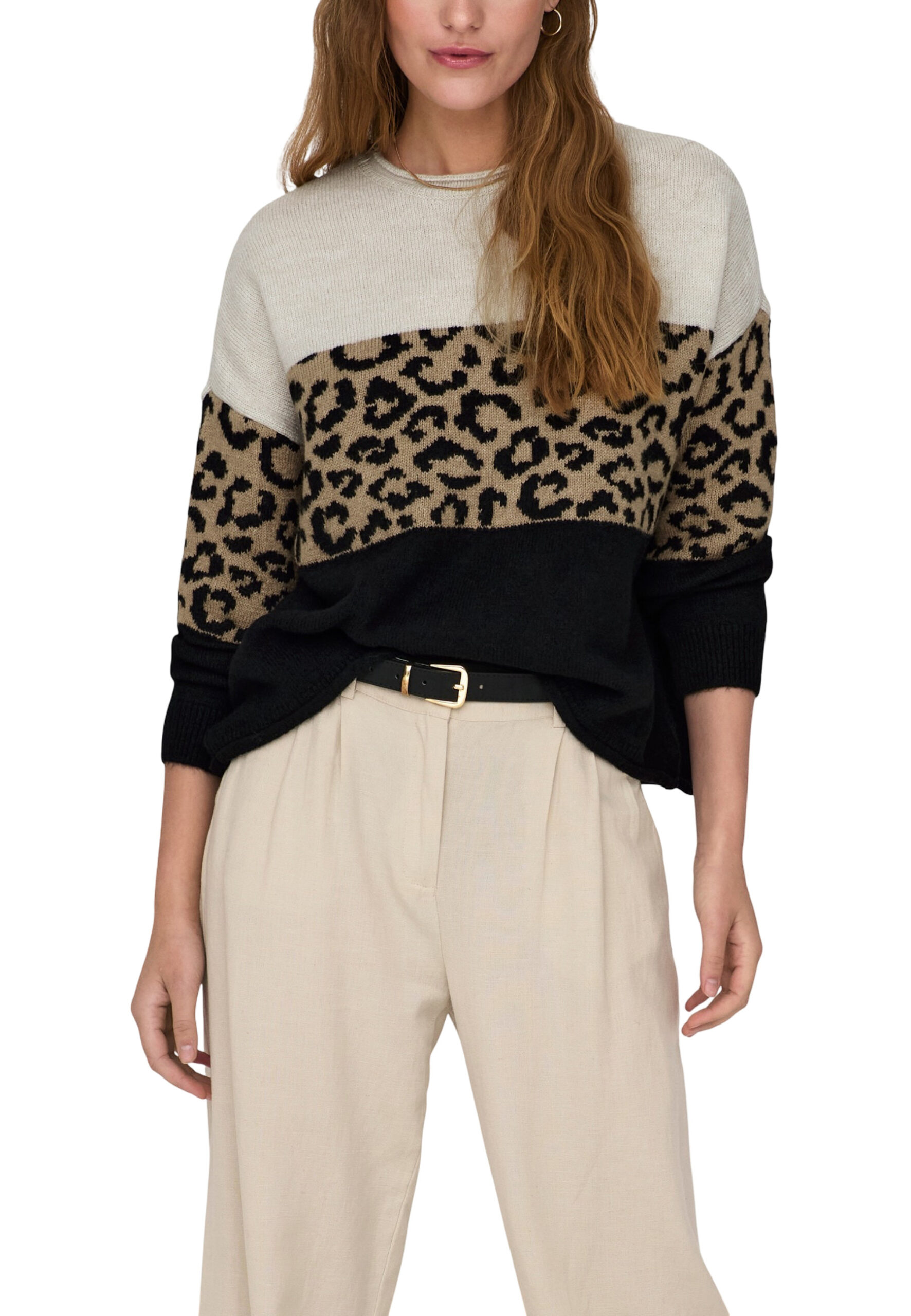 Only Damen-Beige Strickwaren | Crew Neck Acryl-Mischung