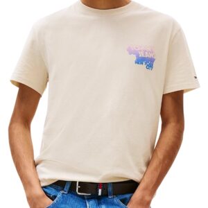 Shop Tommy Hilfiger Jeans Men’s Beige T-Shirt DM0DM21589 at Brands Seekers