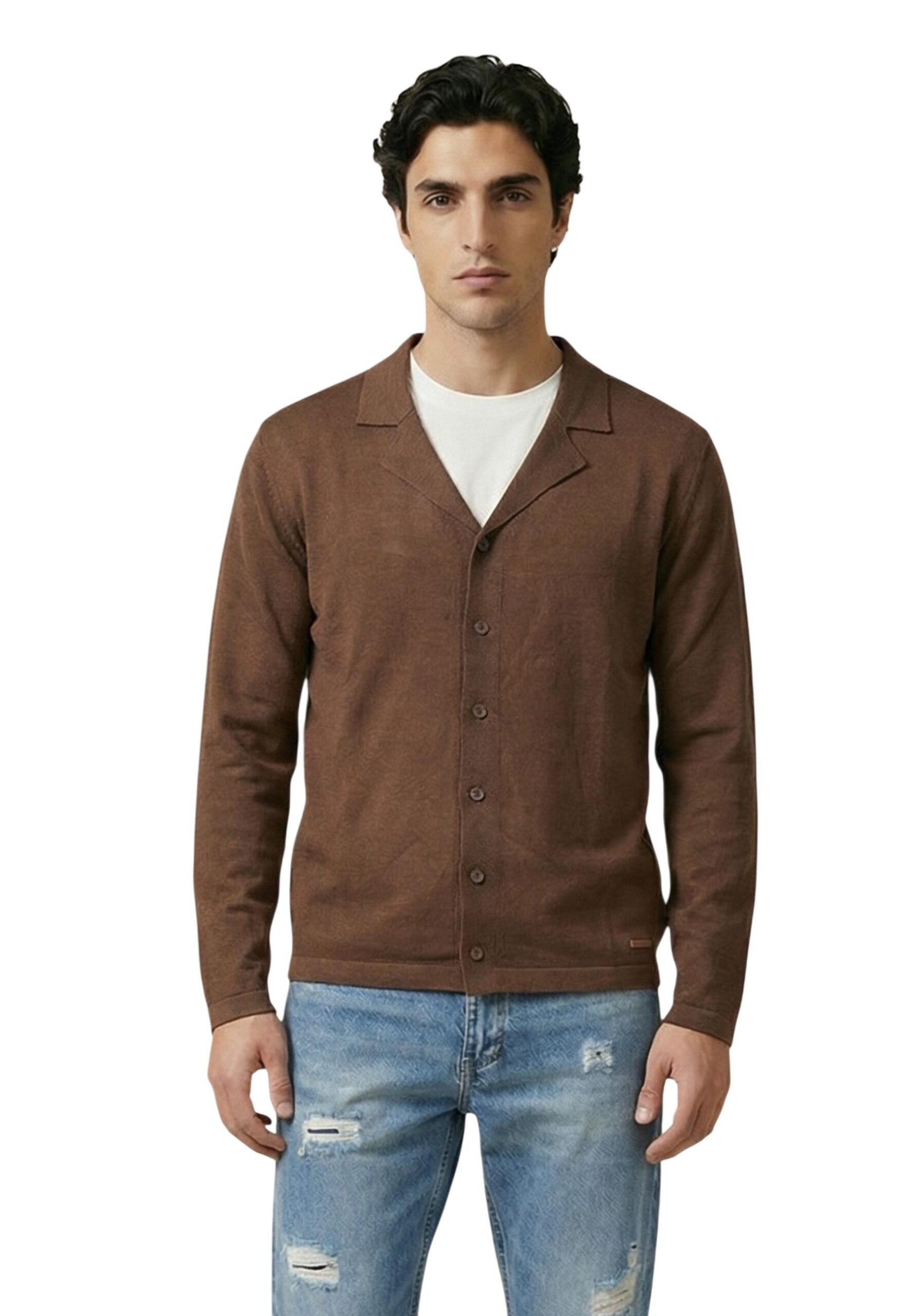 Shop Gianni Lupo Men’s Brown Cardigan GL35321 at Brands Seekers