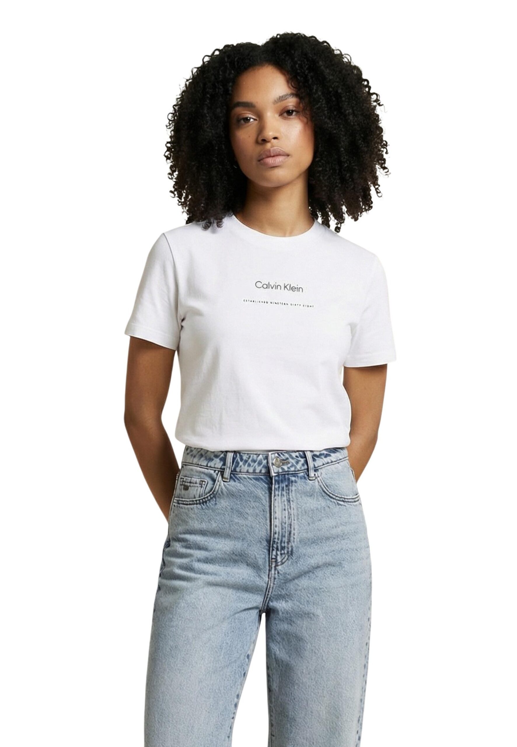 Calvin Klein LV047C811G Puting T-shirt ng Kababaihan