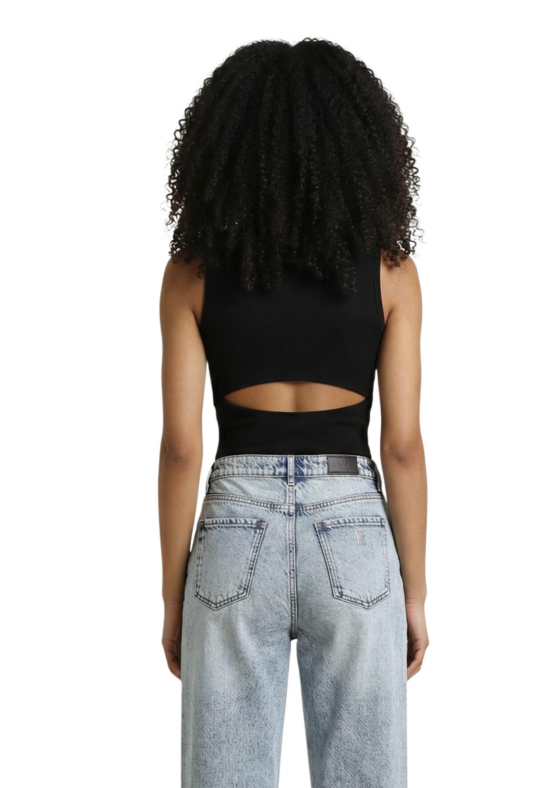 Calvin Klein Jeans Tank Top Wanita Campuran Kapas Hitam