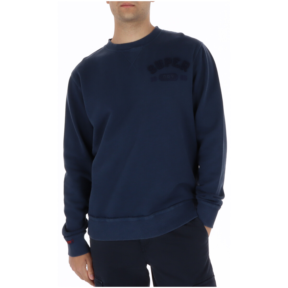 Sweatshirt Lelaki Leher Kru Biru 100% Kapas Superdry