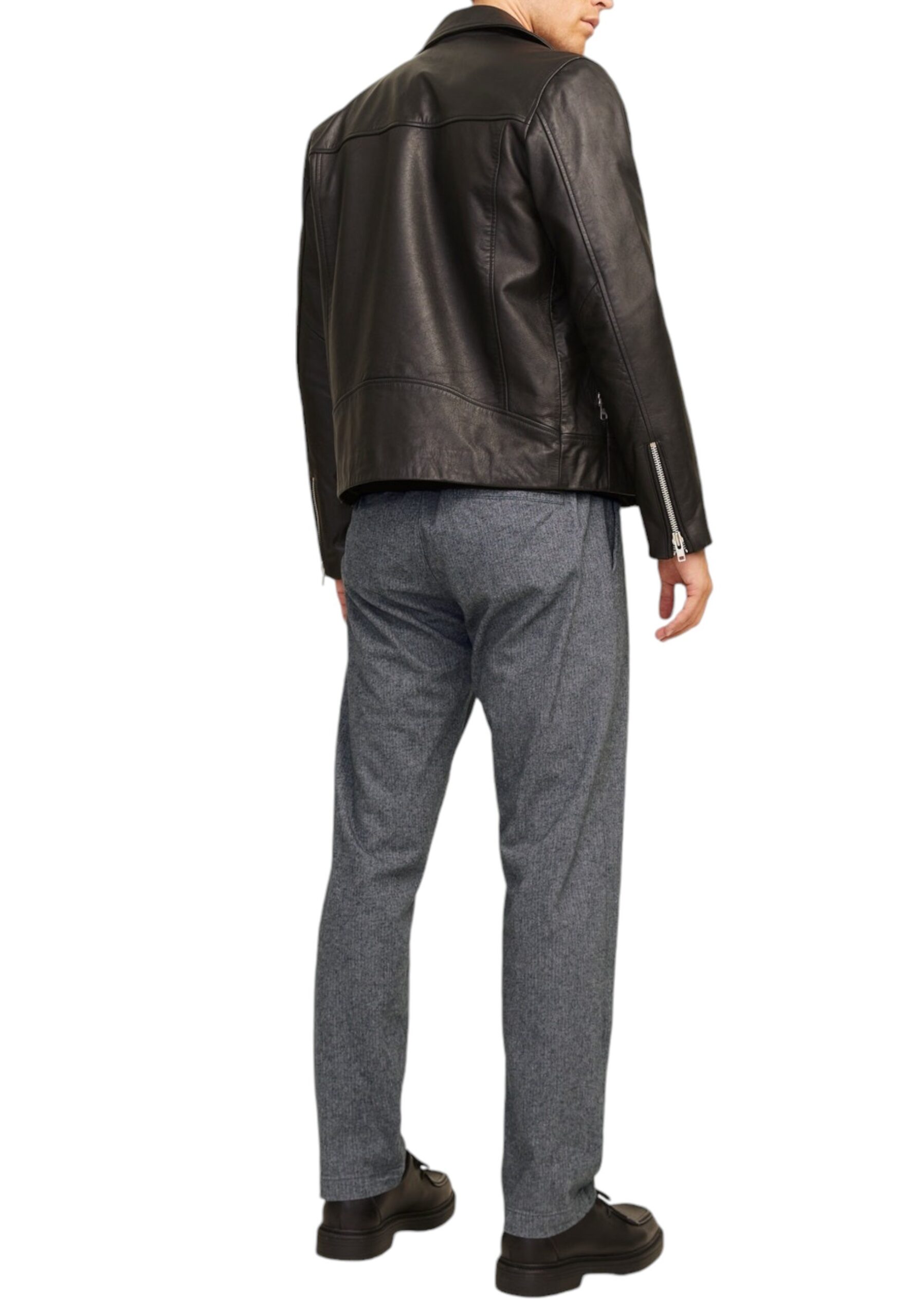 Shop Jack & Jones Men’s Grey Trousers JPSTKANE JJHERRINGBONE at Brands Seekers