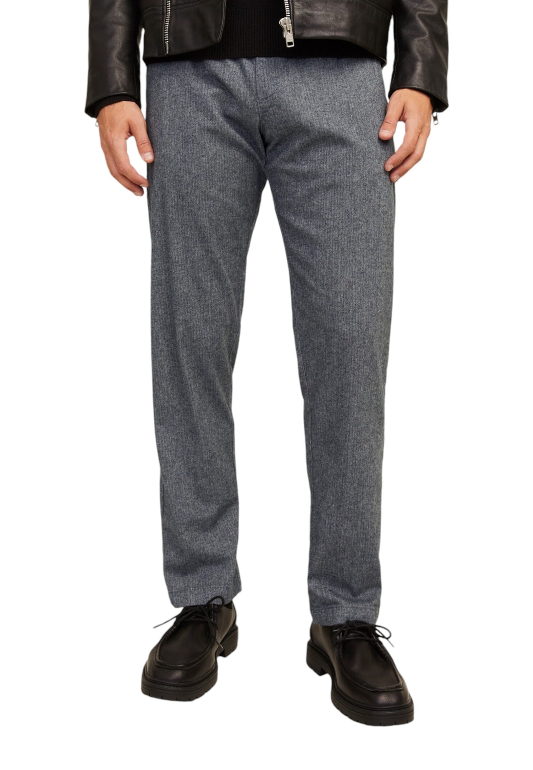 Shop Jack & Jones Men’s Grey Trousers JPSTKANE JJHERRINGBONE at Brands Seekers
