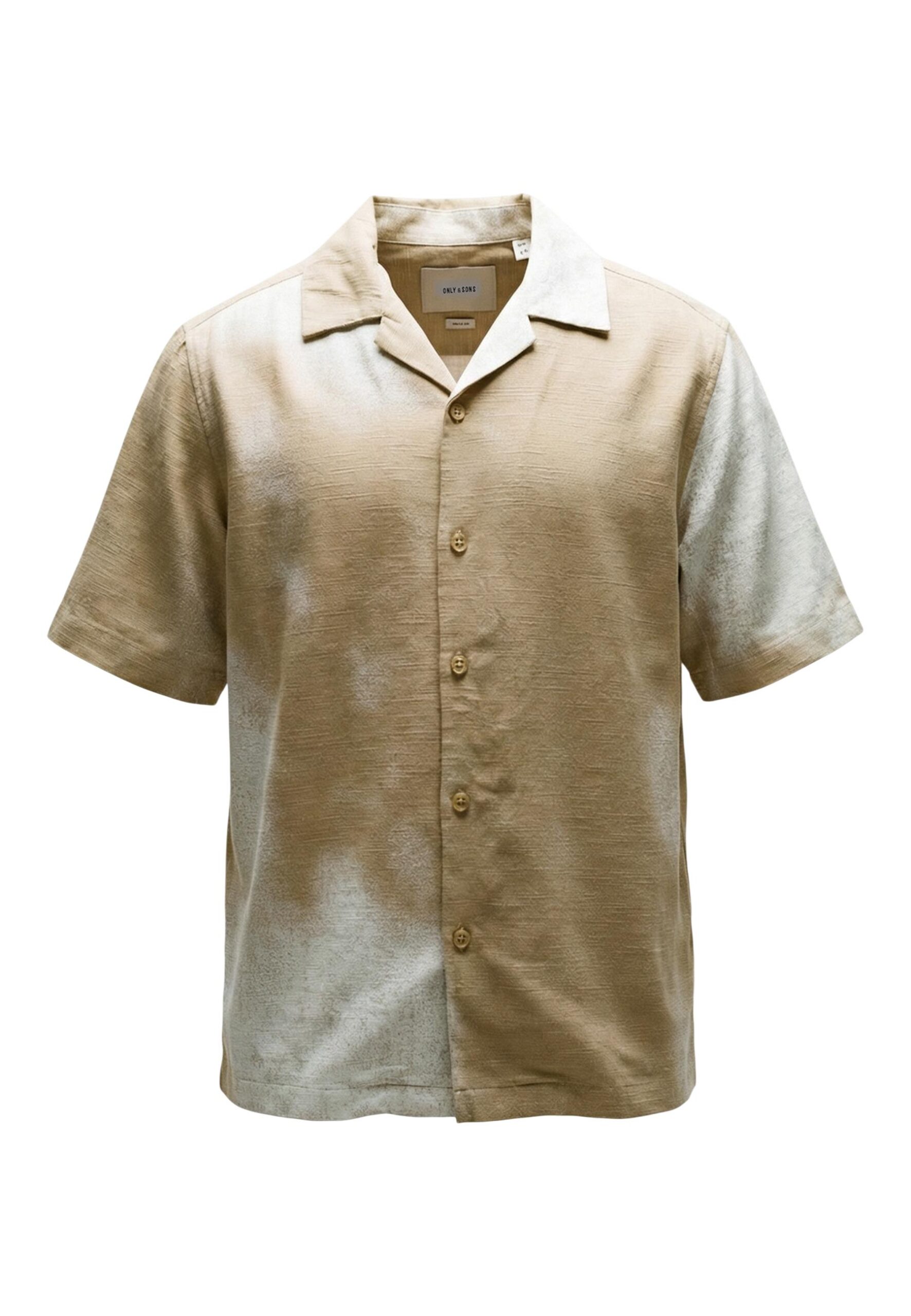 เสื้อเชิ้ตชายสีเบจสไตล์รีสอร์ทจาก Only & Sons | ผ้าผสมวิสโคสลินิน