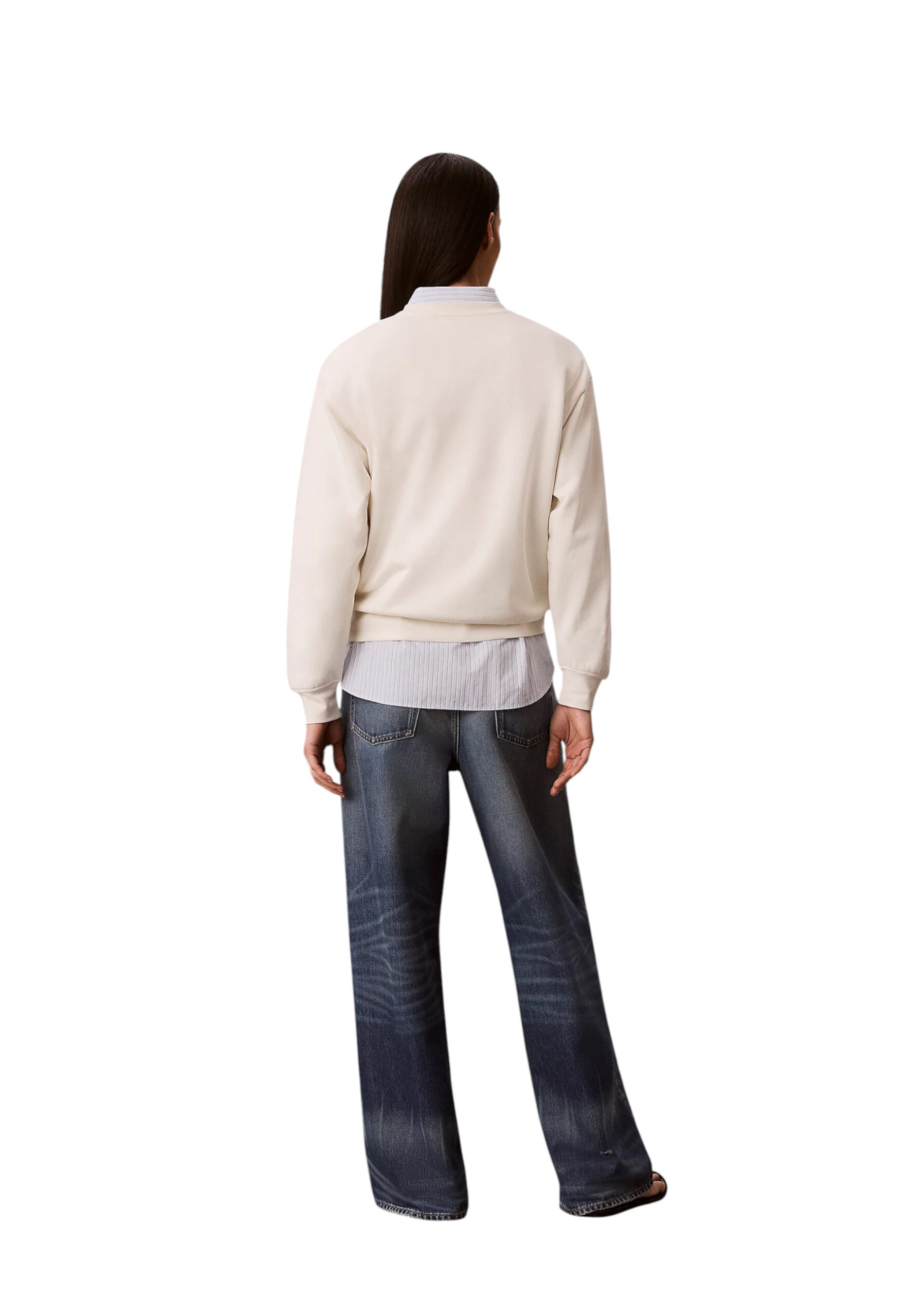 Calvin Klein Jeans Sweatshirt ya Pamba Nyeupe kwa Wanawake