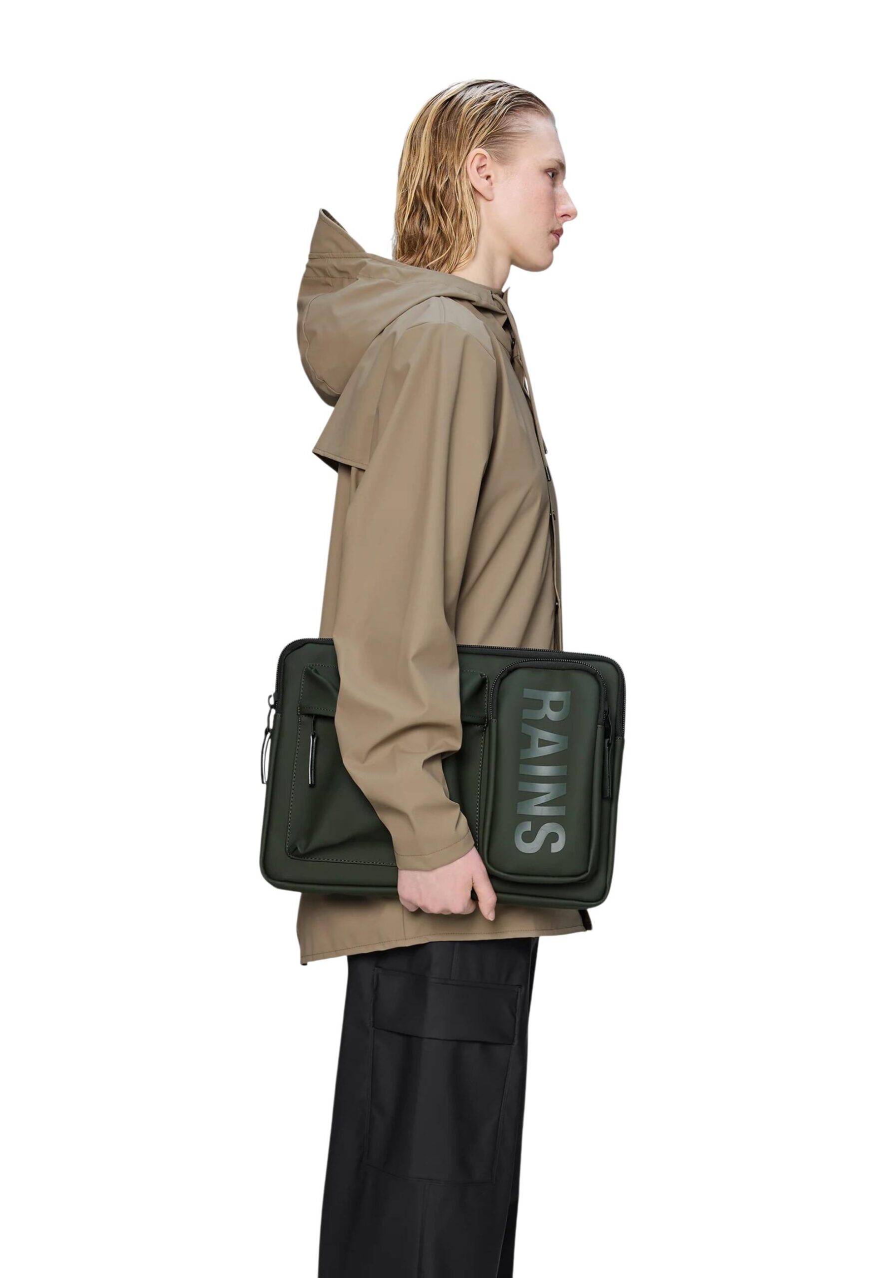 Shop Rains Men’s Green Accessory TEXE LPTOP CSE 15 at Brands Seekers