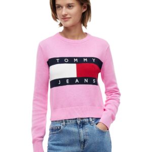 Shop Tommy Hilfiger Jeans Women’s Pink Knitwear 2475560 at Brands Seekers