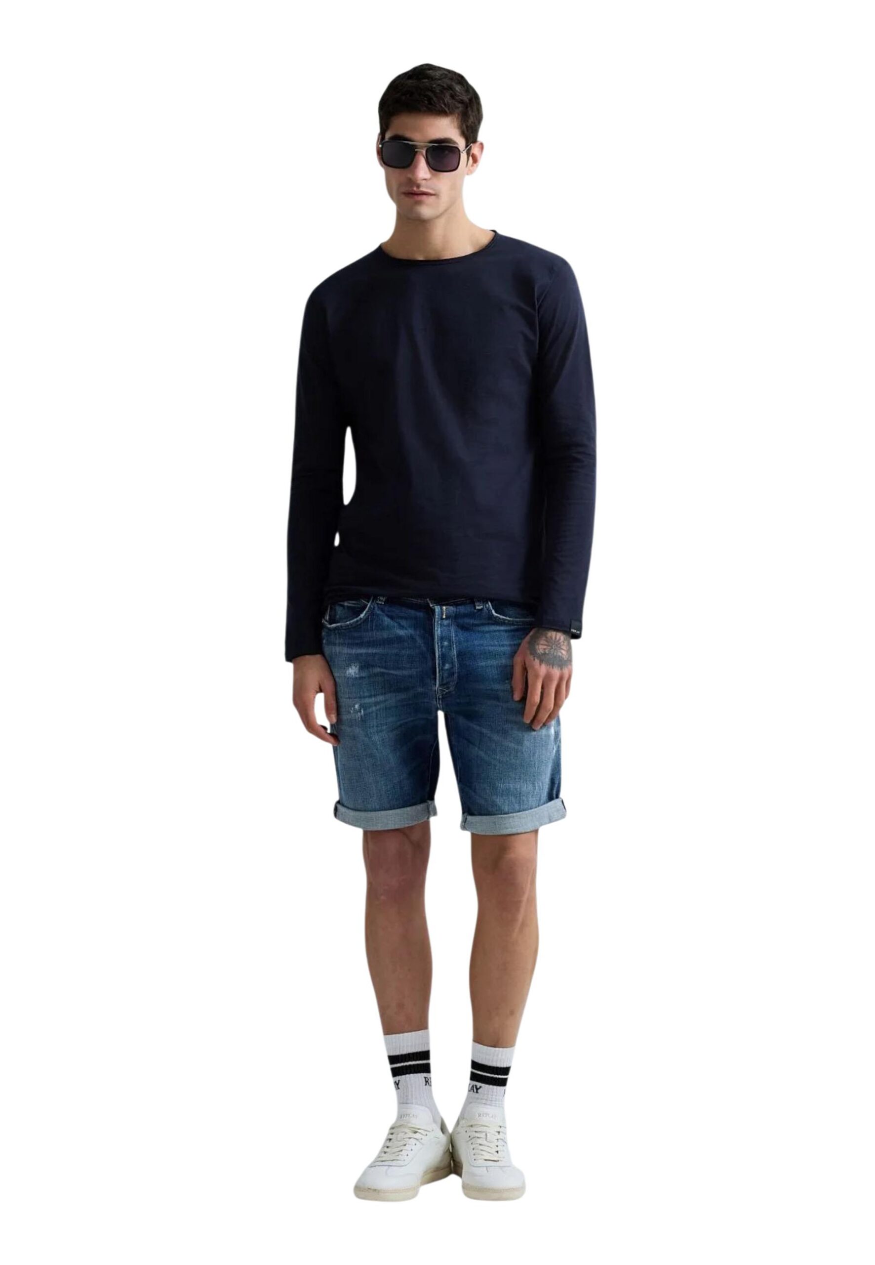 Shop Replay Men’s Blue T-Shirt BASIC JERSEY 30/1 at Brands Seekers