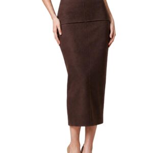 Shop Jacqueline De Yong Women’s Brown Skirt HERO LIFE PENCIL SKIRT at Brands Seekers