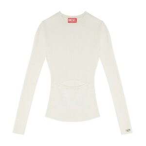 Shop Diesel Women’s White Knitwear V at Brands Seekers