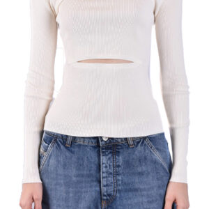 Shop Diesel Women’s White Knitwear V at Brands Seekers