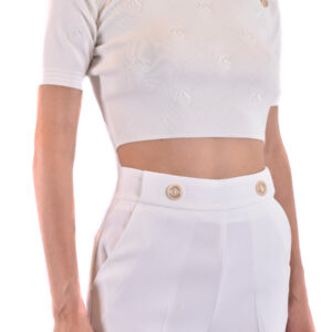 Shop Pinko Women’s White Knitwear V at Brands Seekers