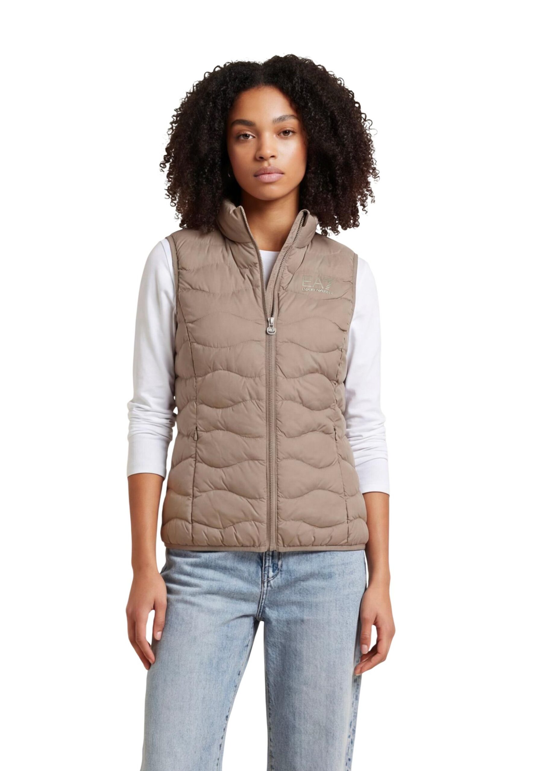Shop Ea7 Women’s Beige Gilet 8NTQ08 TNF8Z at Brands Seekers