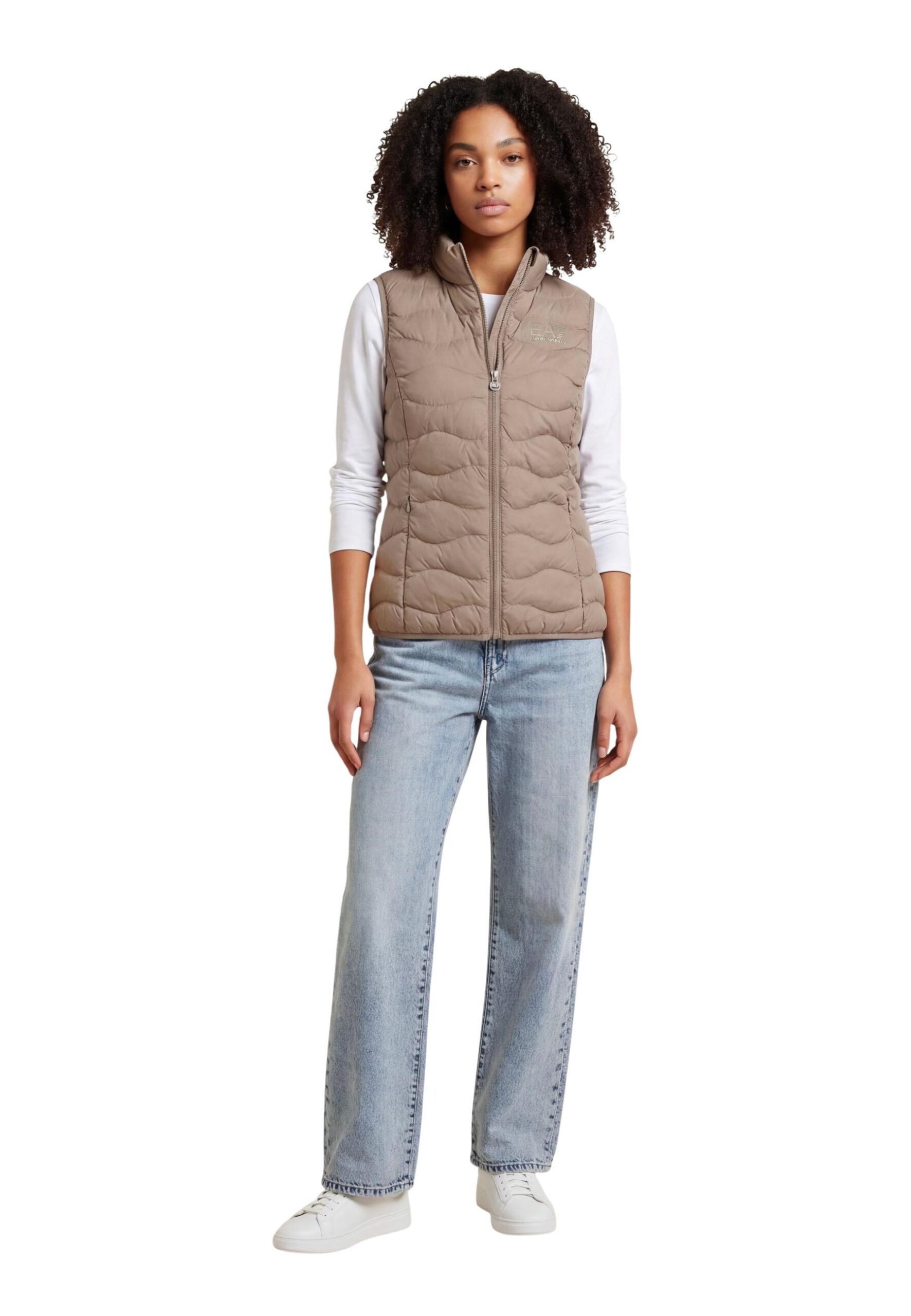 Shop Ea7 Women’s Beige Gilet 8NTQ08 TNF8Z at Brands Seekers