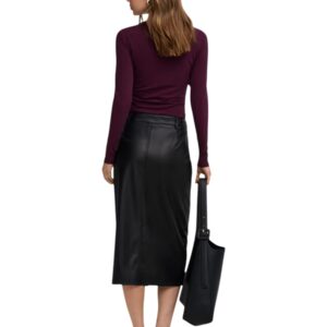 Shop Only Women’s Black Skirt ONLBITTEN FAUX LEATH PENCIL at Brands Seekers