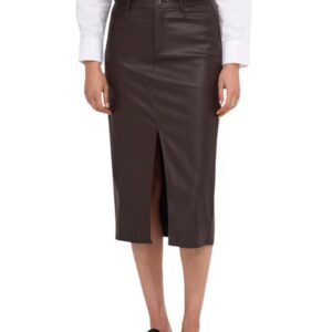 Shop Only Women’s Brown Skirt ONLBITTEN FAUX LEATH PENCIL at Brands Seekers