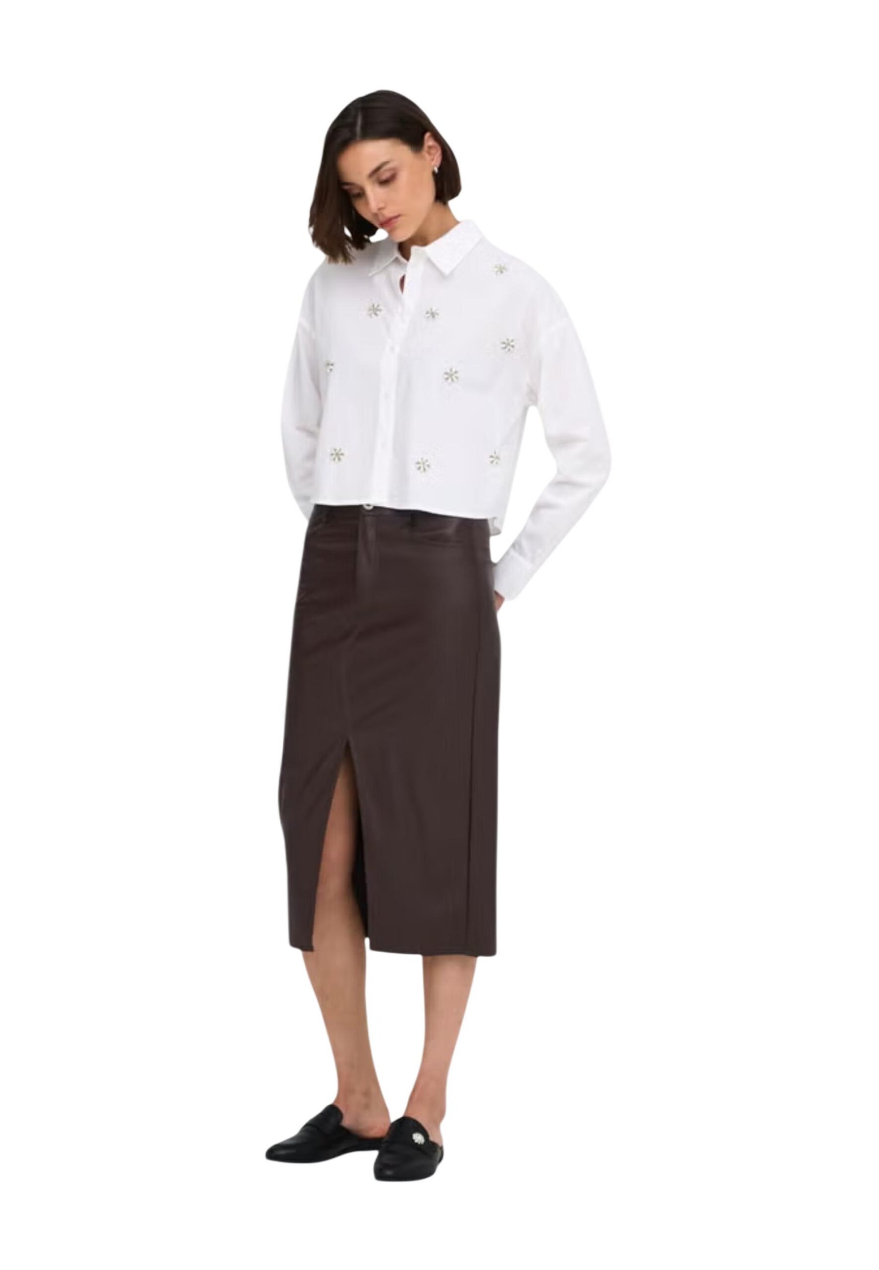 Only ONLBITTEN FAUX LEATH PENCIL Jupe brune pour femme