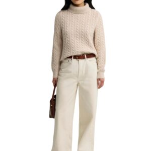 Shop Barbour Women’s Beige Knitwear AMBLESIDE KNITTED JUMPER at Brands Seekers