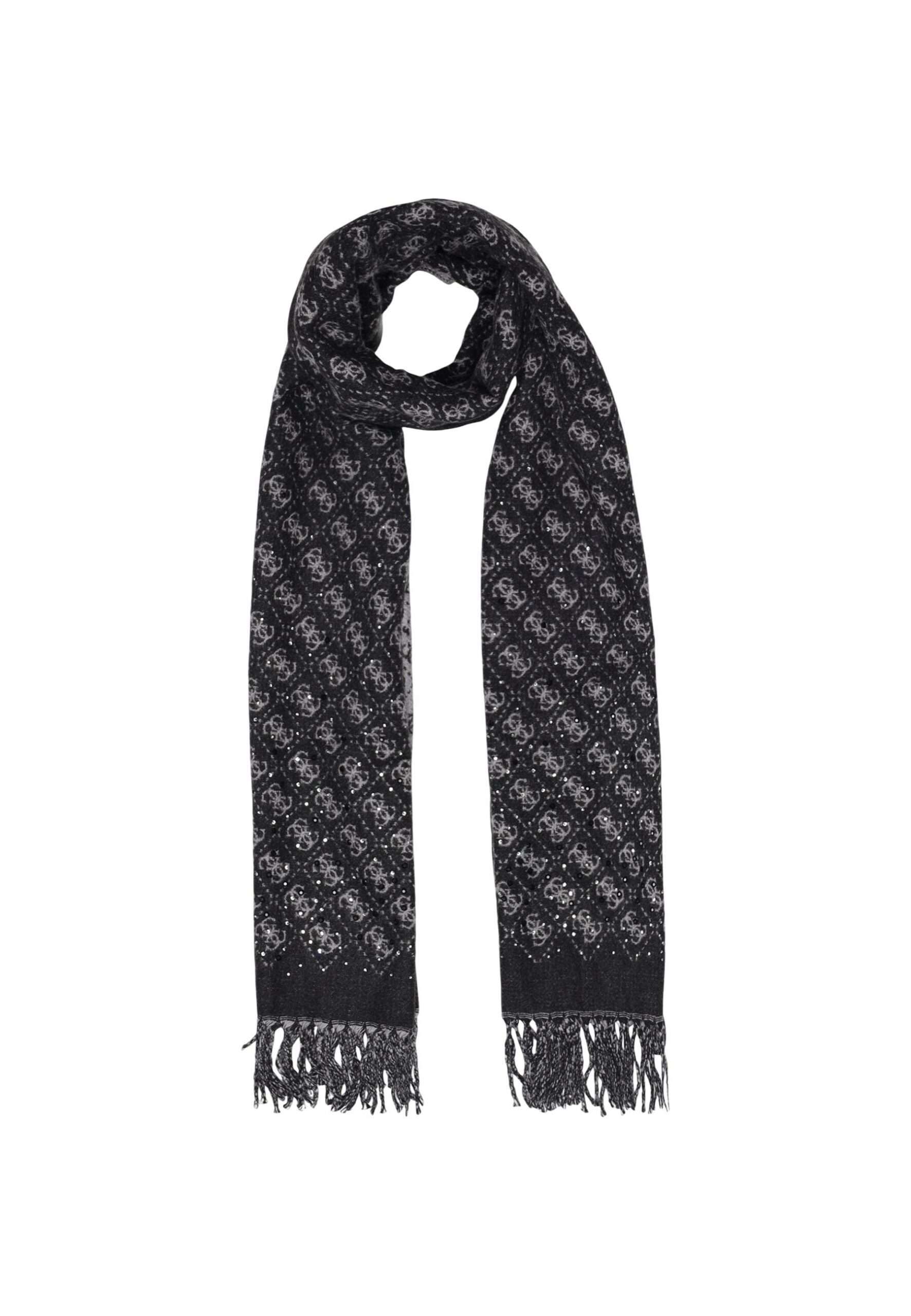 Lenços pretos femininos Guess Scarf JEWELS 35X180CM JACQ