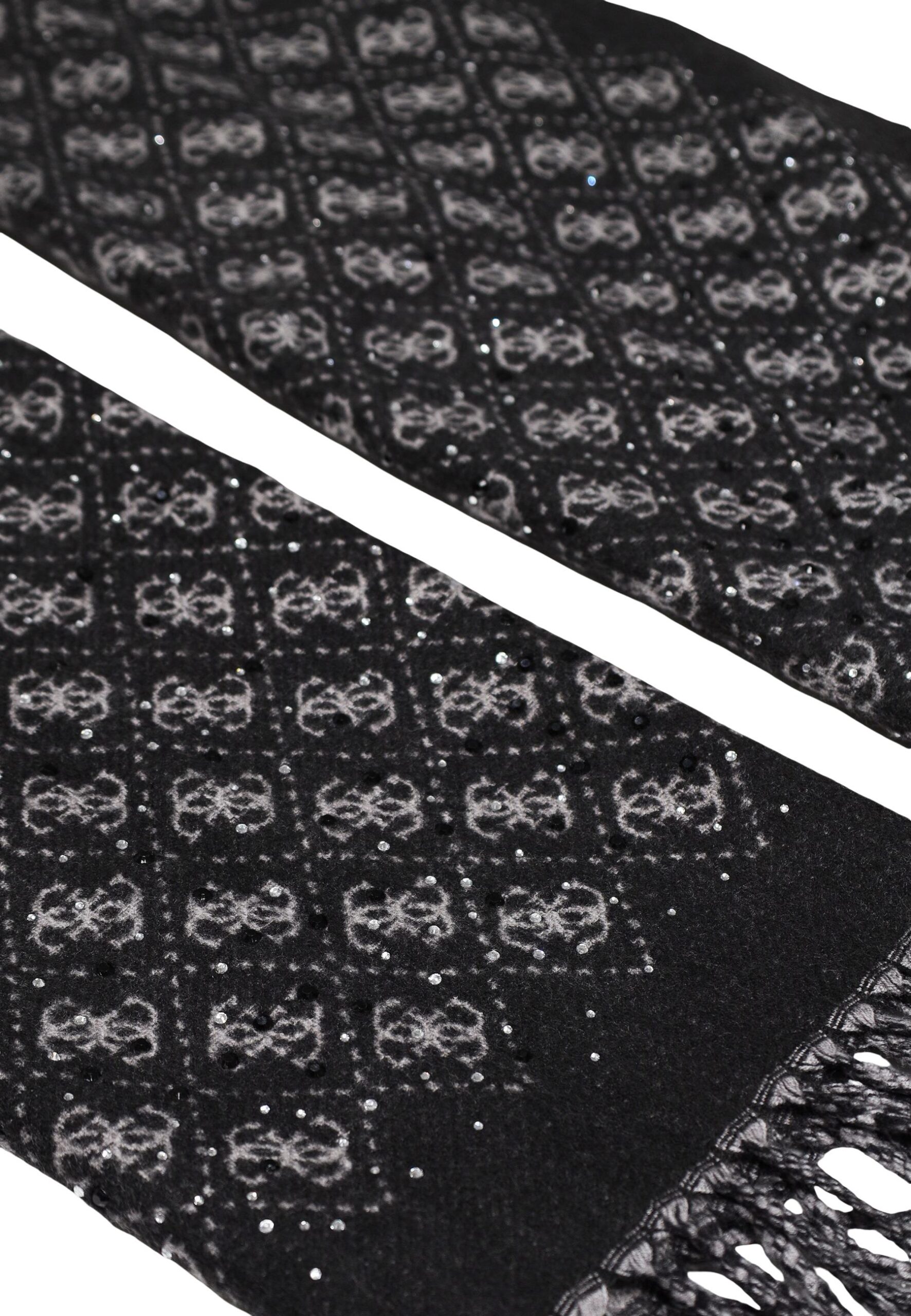Lenços pretos femininos Guess Scarf JEWELS 35X180CM JACQ