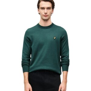 Shop Lyle & Scott Men’s Green Knitwear COTTON MERINO CREW NECK JUMPER at Brands Seekers