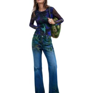 Shop Desigual Women’s Purple T-Shirt TS DOTS LEAF LACROIX at Brands Seekers