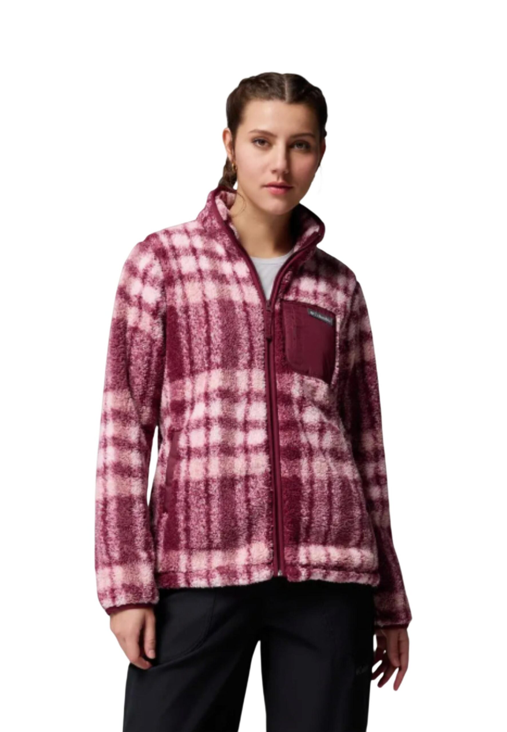 سويت شيرت رجالي وردي Columbia WEST BEND PRINT FULL ZIP II