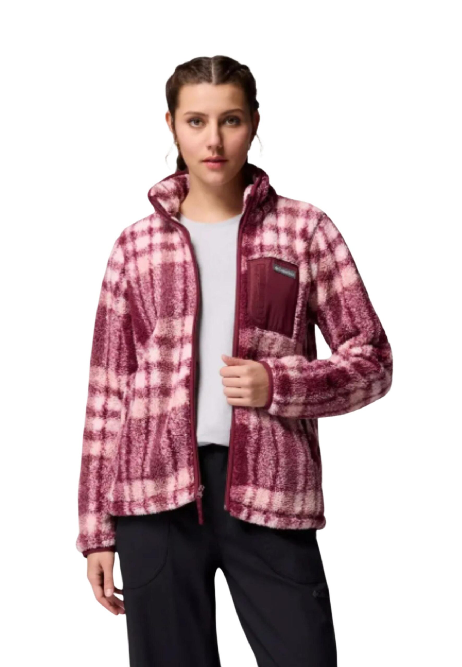 سويت شيرت رجالي وردي Columbia WEST BEND PRINT FULL ZIP II