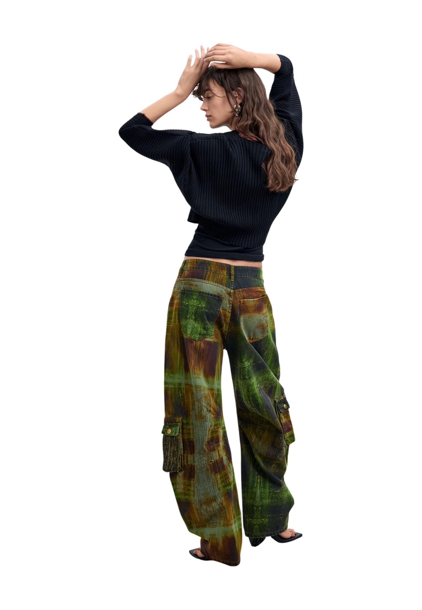 Desigual PANT CHECKS LAC Pantalones verdes para mujer
