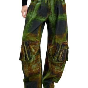 Shop Desigual Women’s Green Trousers PANT GREEN CHECKS LAC at Brands Seekers