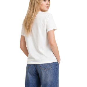 Shop Only Women’s White T-Shirt ONLSANJA S/S O-NECK BLING TOP BOX CC JRS at Brands Seekers