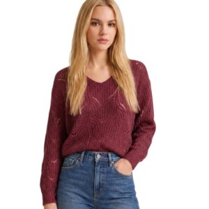Shop Jacqueline De Yong Women’s Bordeaux Knitwear JDYBADUT at Brands Seekers