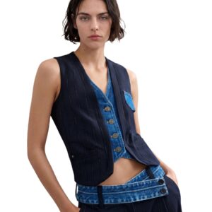 Shop Desigual Women’s Blue Gilet CHALECO DIPLO DOBLE at Brands Seekers