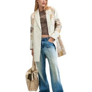 Shop Desigual Women’s White Coat COAT JOYA at Brands Seekers