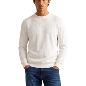 Shop Guess Men’s White Knitwear NESTOR CN ALLOVER LO at Brands Seekers