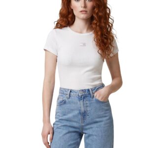 Shop Tommy Hilfiger Jeans Women’s White T-Shirt TJW BADGE RIB at Brands Seekers